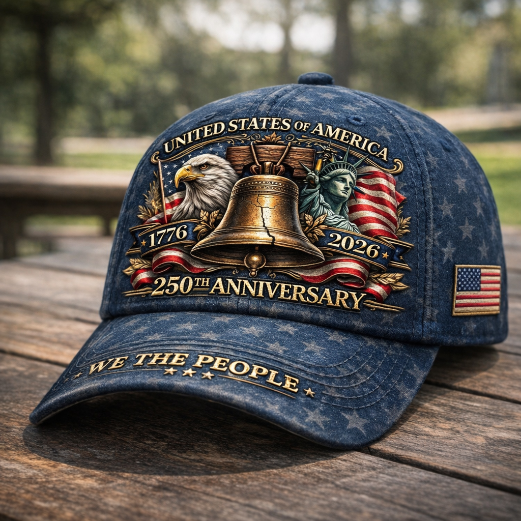 USA 250th Anniversary 1776–2026 We The People Patriotic Embroidered Cap