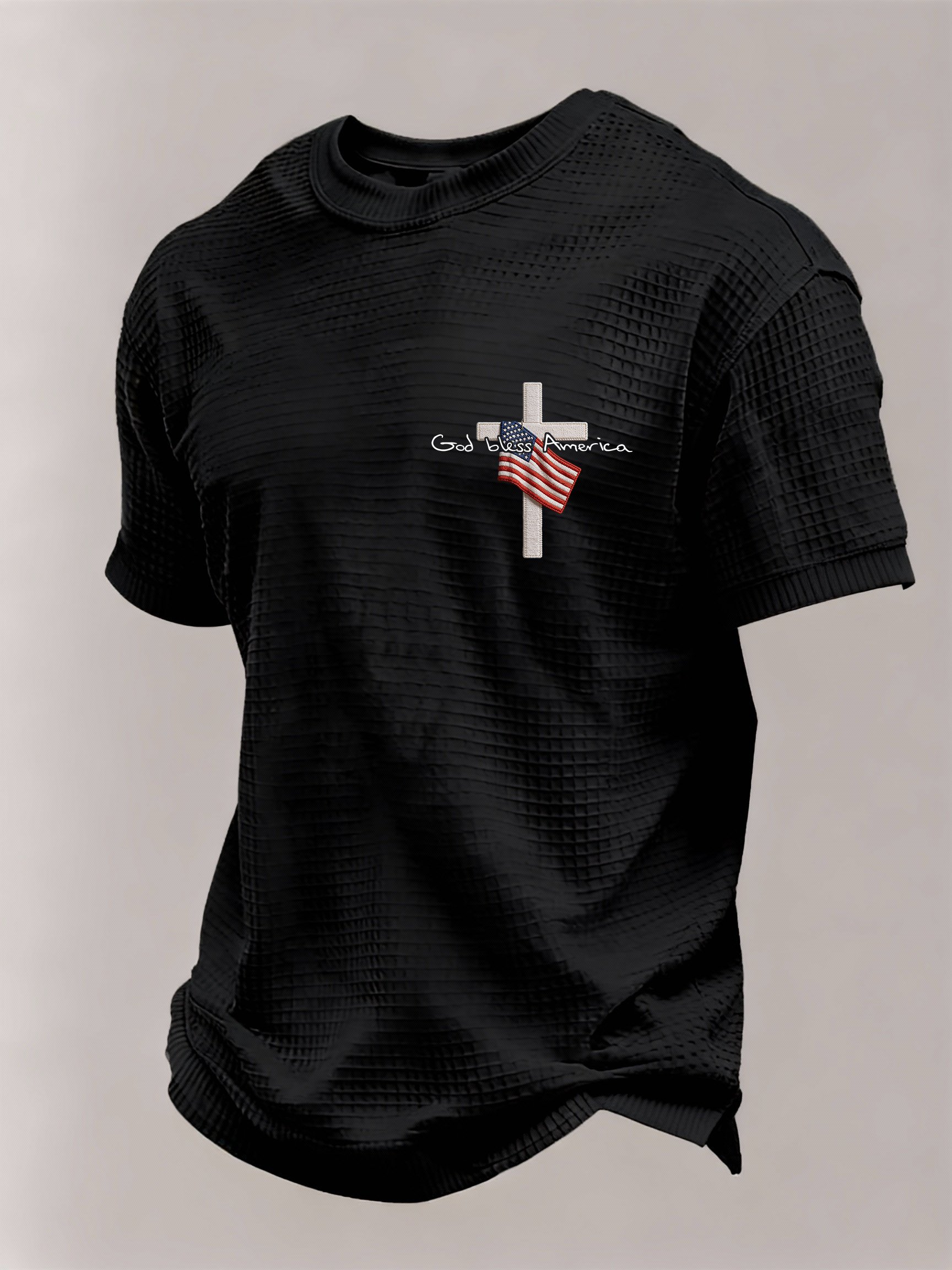 Men’s USA 250th Anniversary Embroidered Print Short Sleeve Waffle T-Shirt