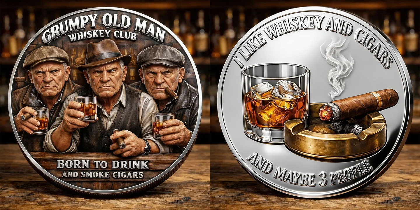 🏆Flash Sale 60% OFF - Grumpy Old Man Whiskey Club Coin