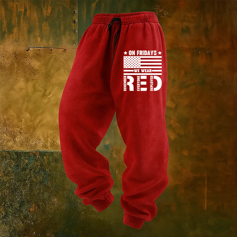 Men's Veteran Red Friday Print Casual Sweatpants