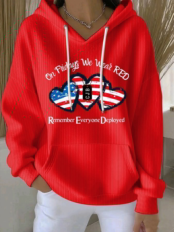 Women's On Fridays We Wear RED  Print Casual Sweatshirt