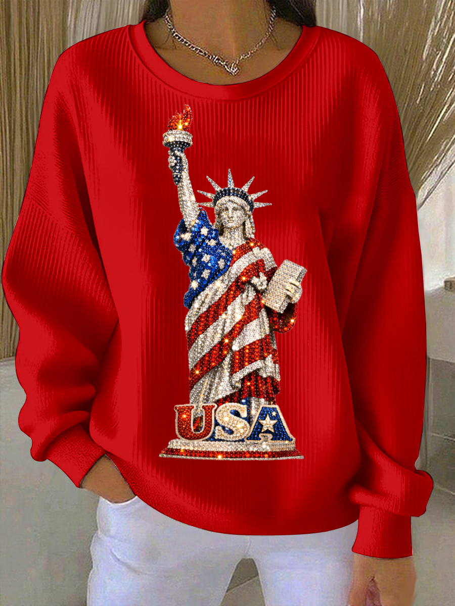 Women's USA Inspired Rhinestone Pattern Sweatshirt