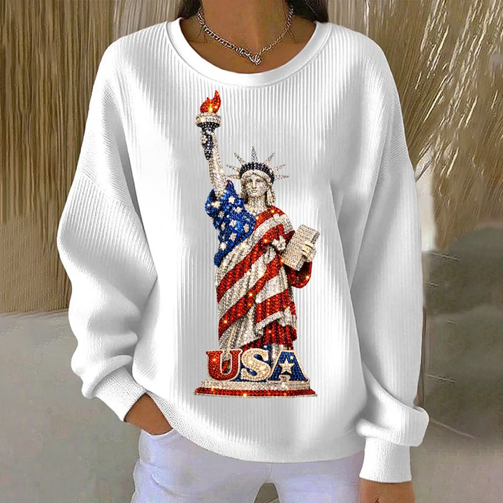 Women's USA Inspired Rhinestone Pattern Sweatshirt