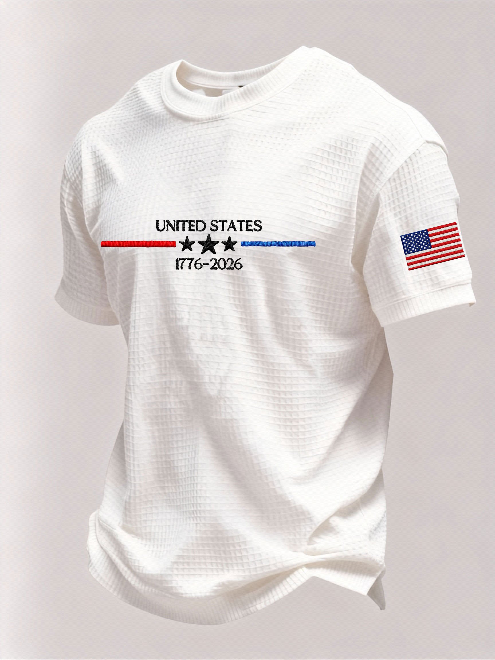 Men’s USA 250th Anniversary Embroidered Print Short Sleeve Waffle T-Shirt
