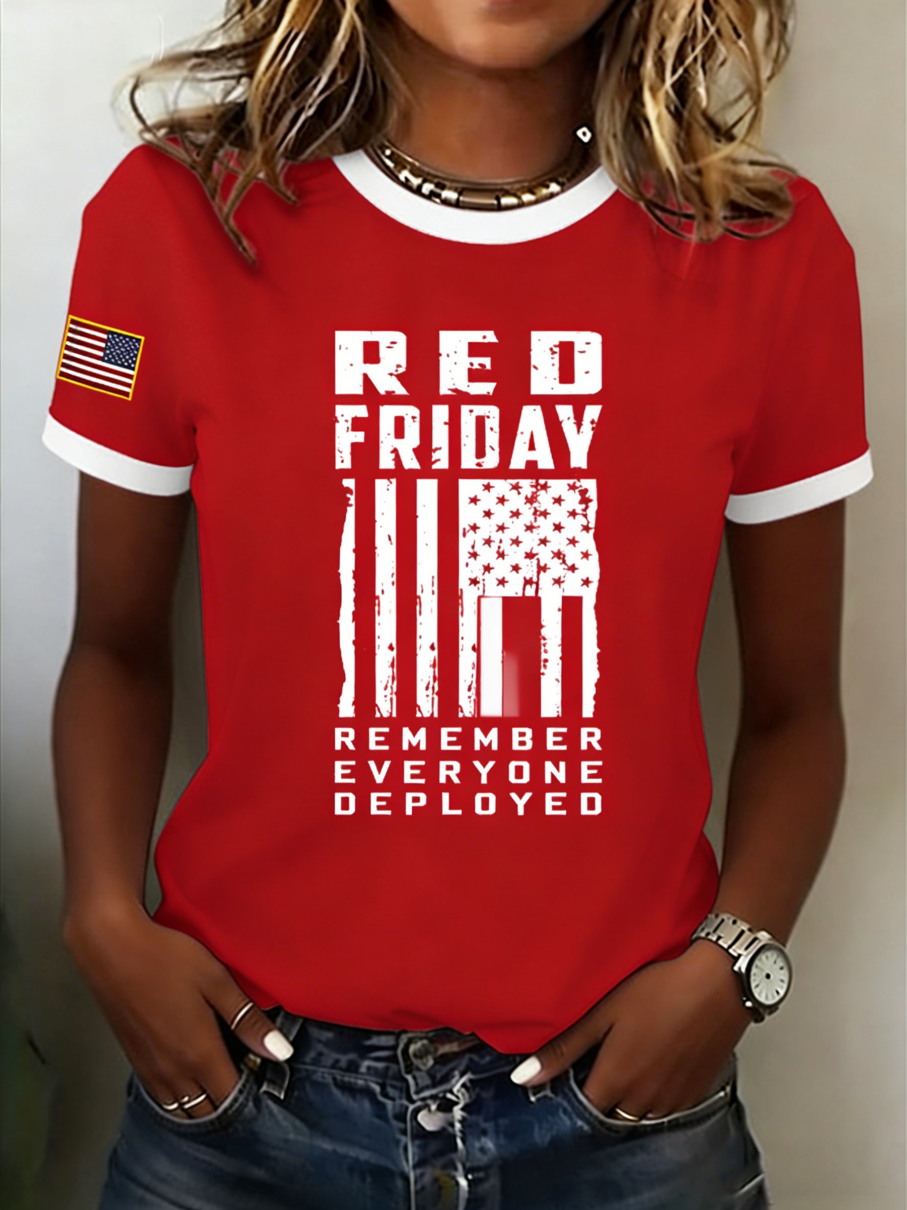 Women's Red Friday Print T-shirt