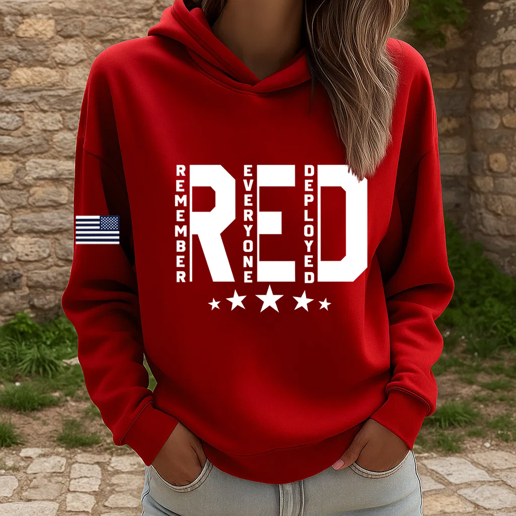 Women's Red Friday Printed Casual Hoodie