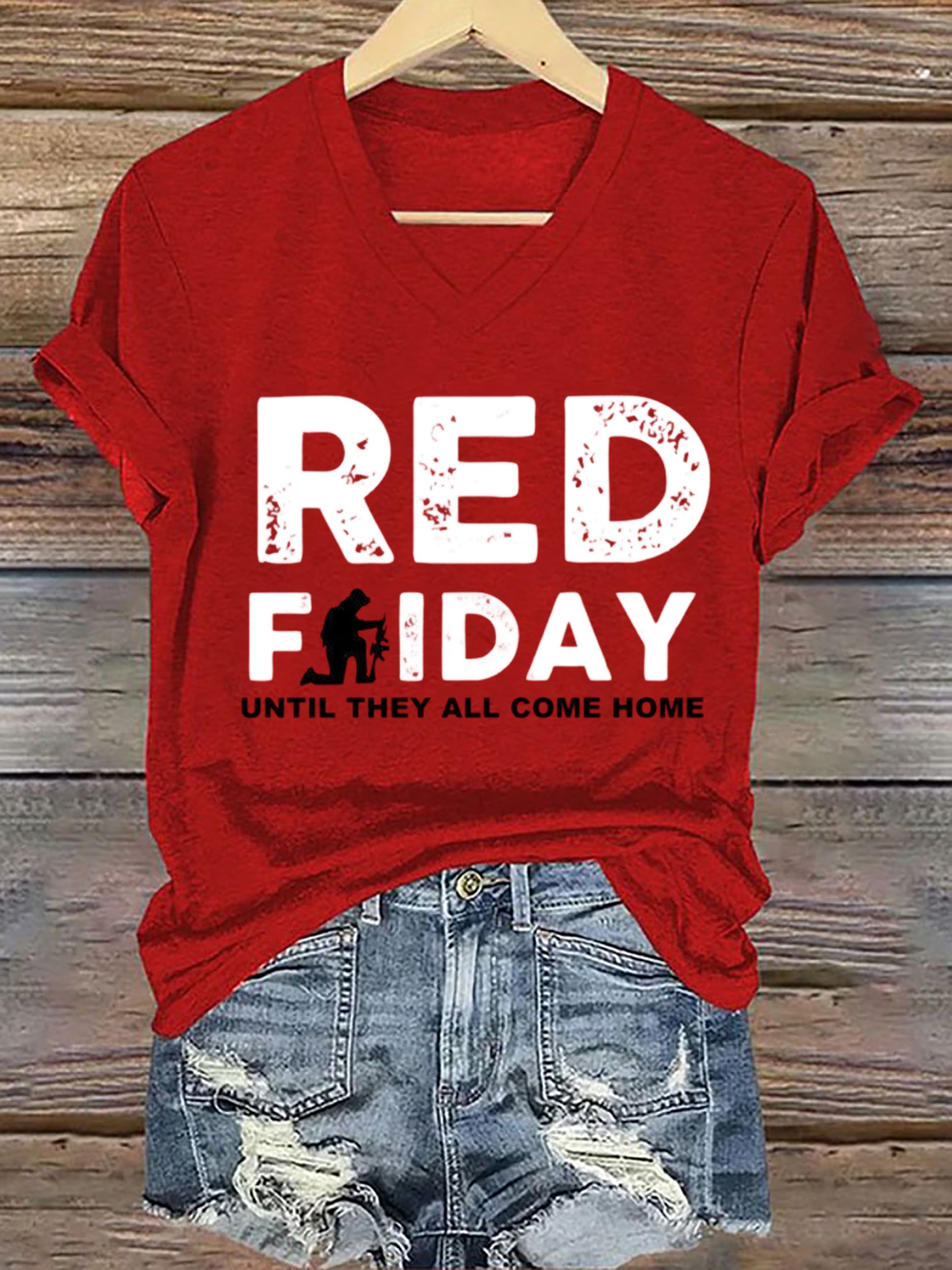 Women's Red Friday Print T-shirt