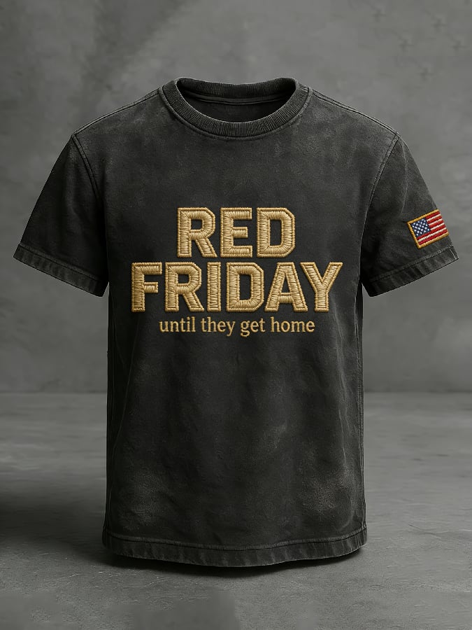 Men's Casual Red Friday Print T-shirt