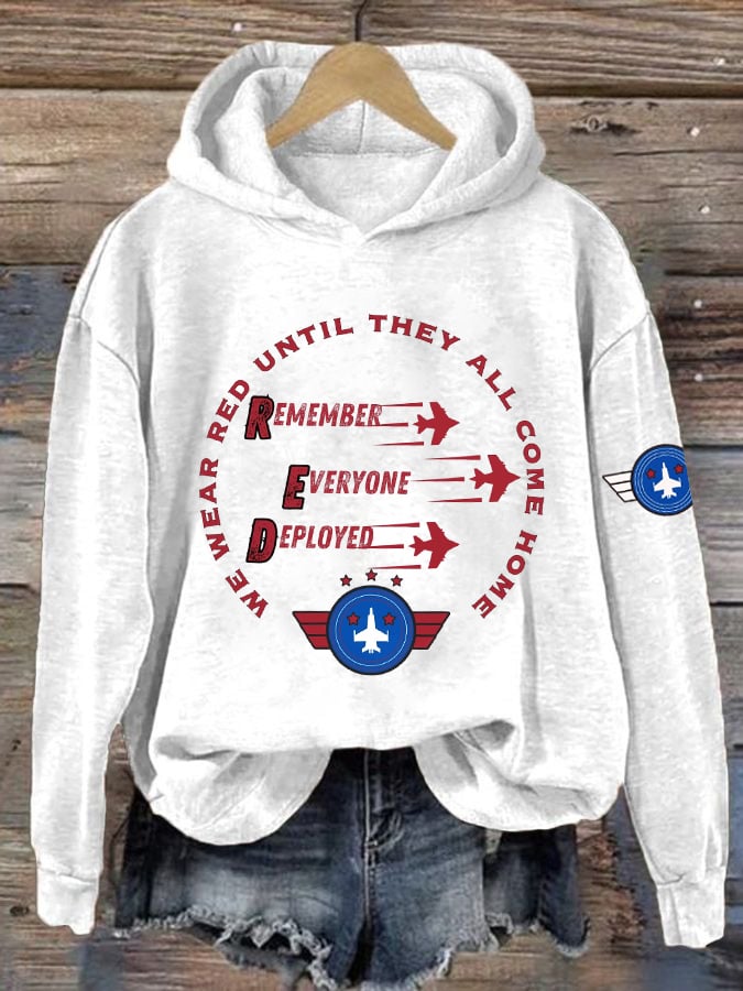 Women's On Fridays We Wear RED Print Hoodie