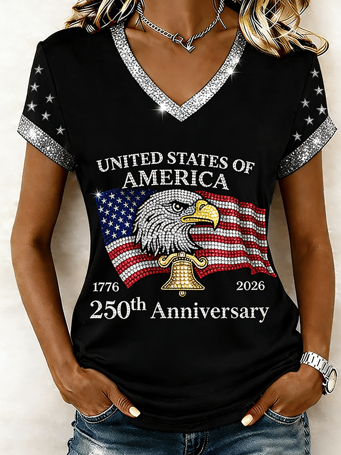 Women's America 250 – Red, White & Blue Sky Tribute Print T-Shirt