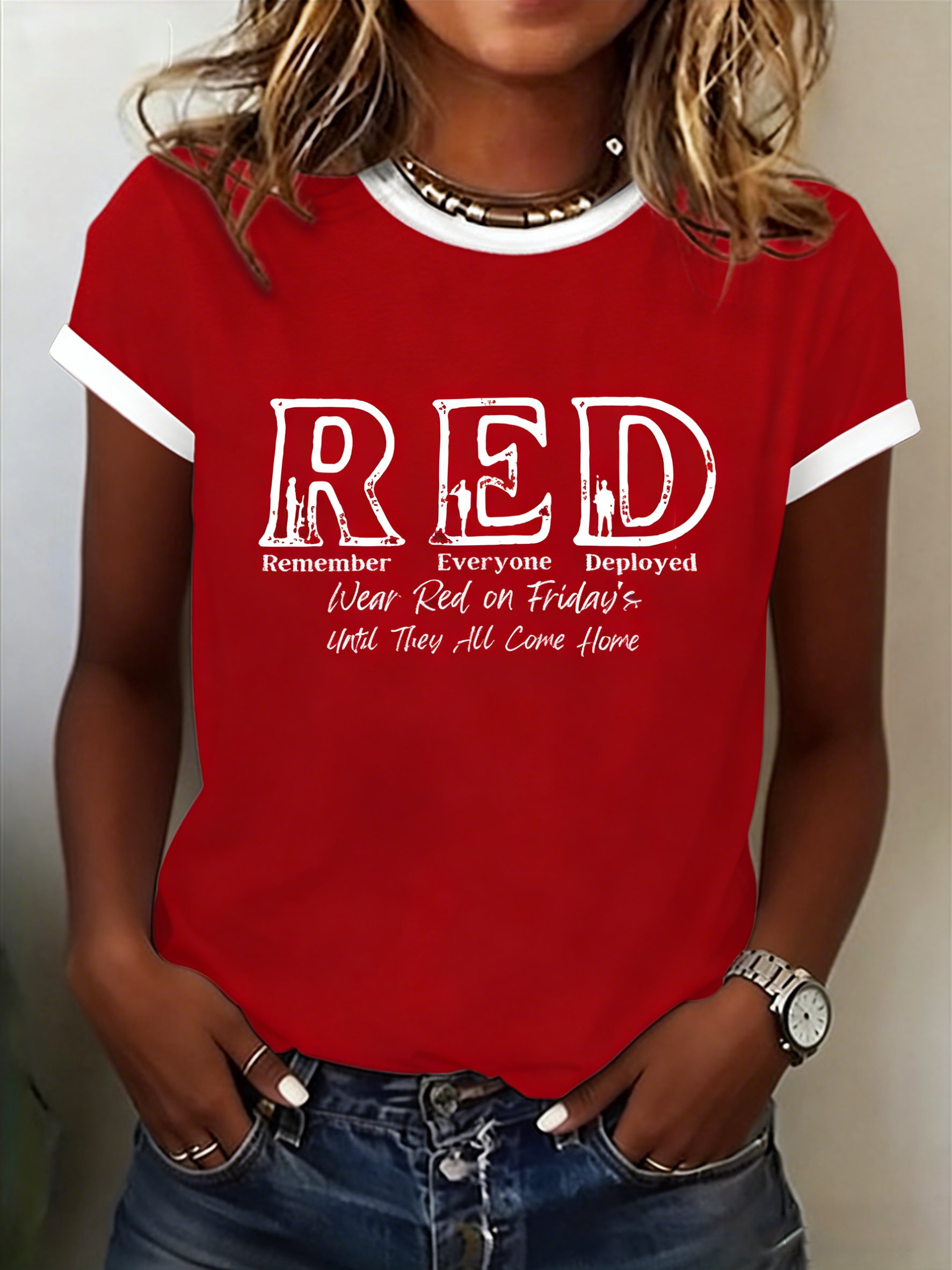 Women's Red Friday Print T-shirt
