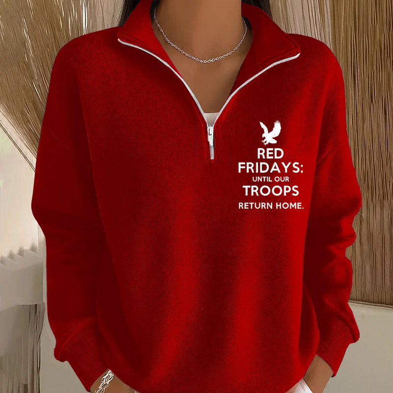 Women's Red Friday Printed Casual Sweatshirt