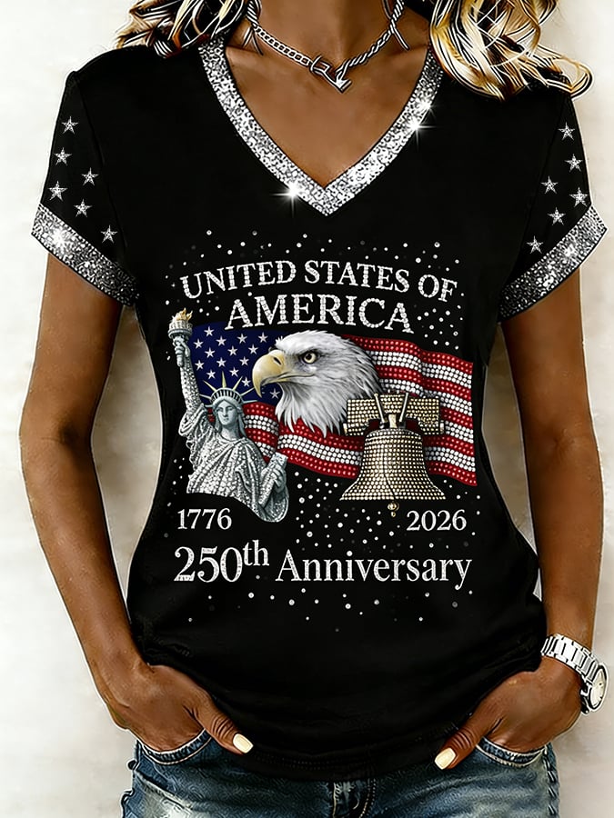 Women's America 250 – Red, White & Blue Sky Tribute Print T-Shirt