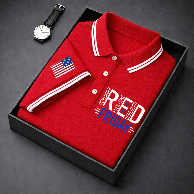 Men's Red Friday Printed Casual Polo Shirt