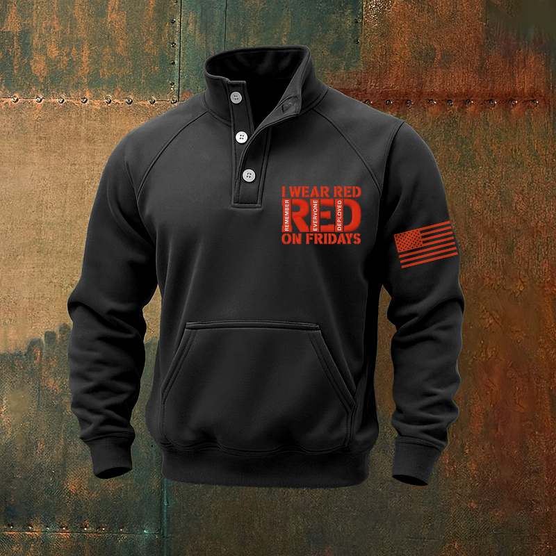 US Veteran Red Friday Print Casual Men's Sweatshirt