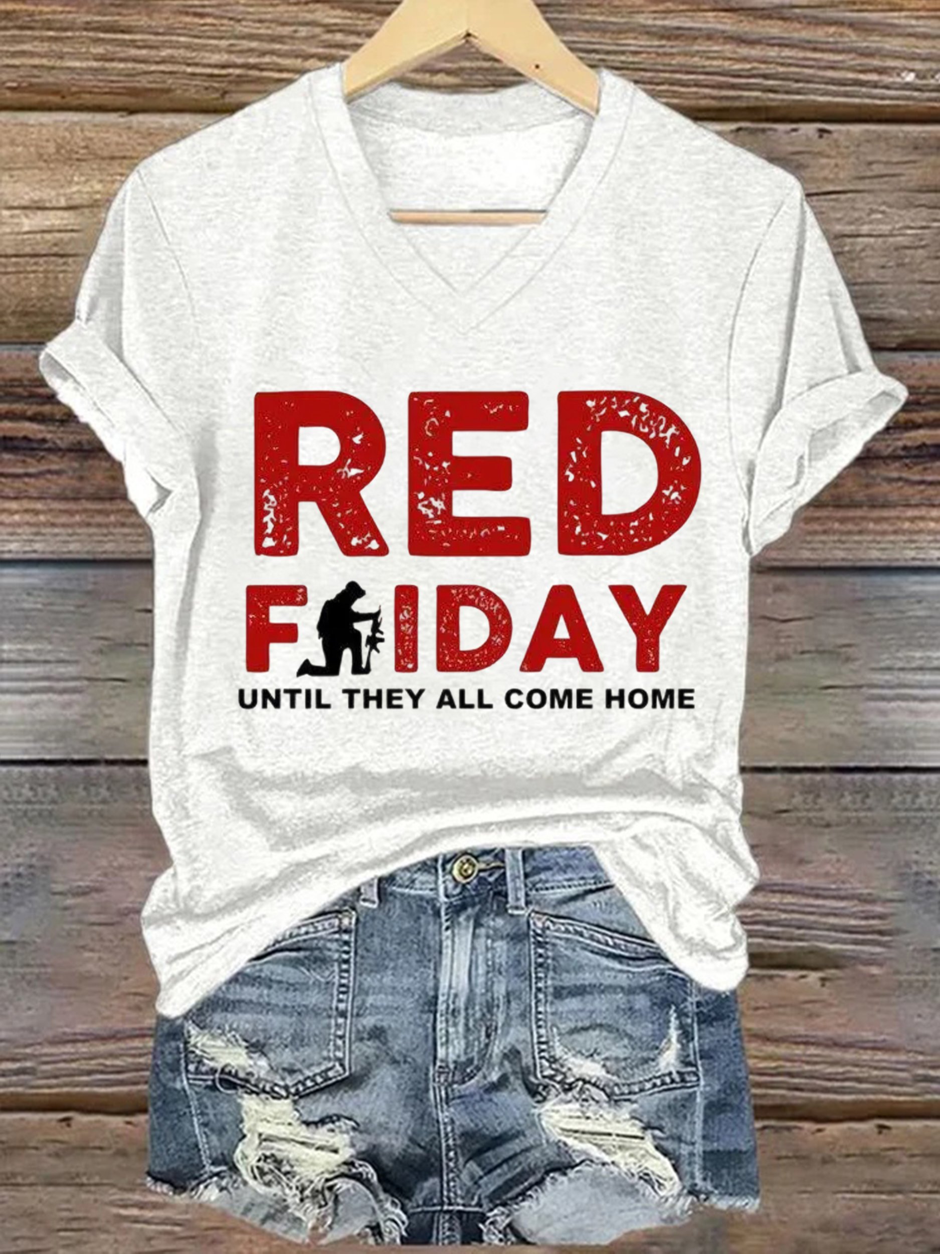 Women's Red Friday Print T-shirt