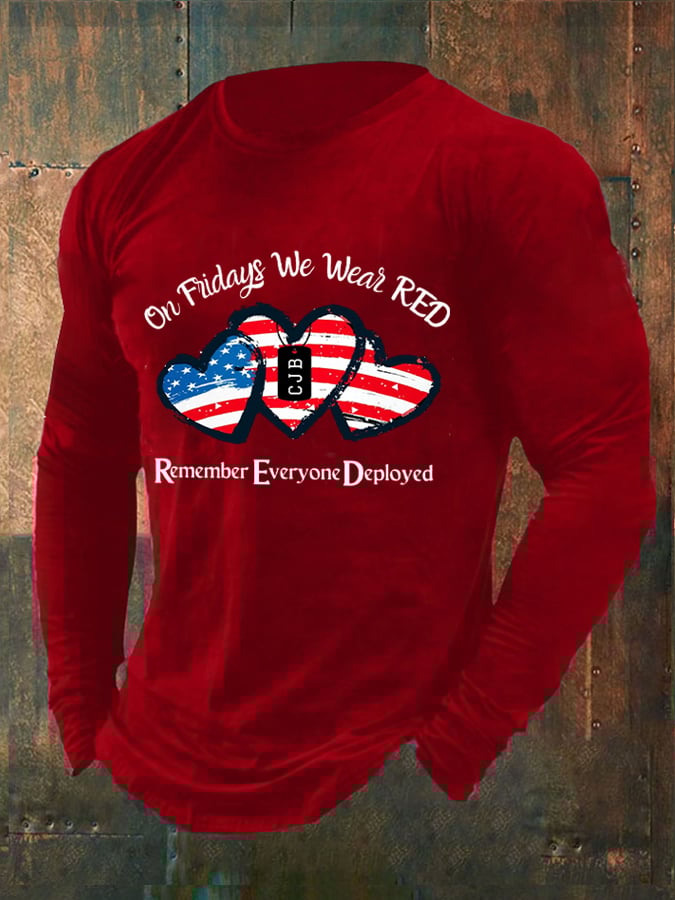 Men's On Fridays We Wear Red Printed T-Shirt