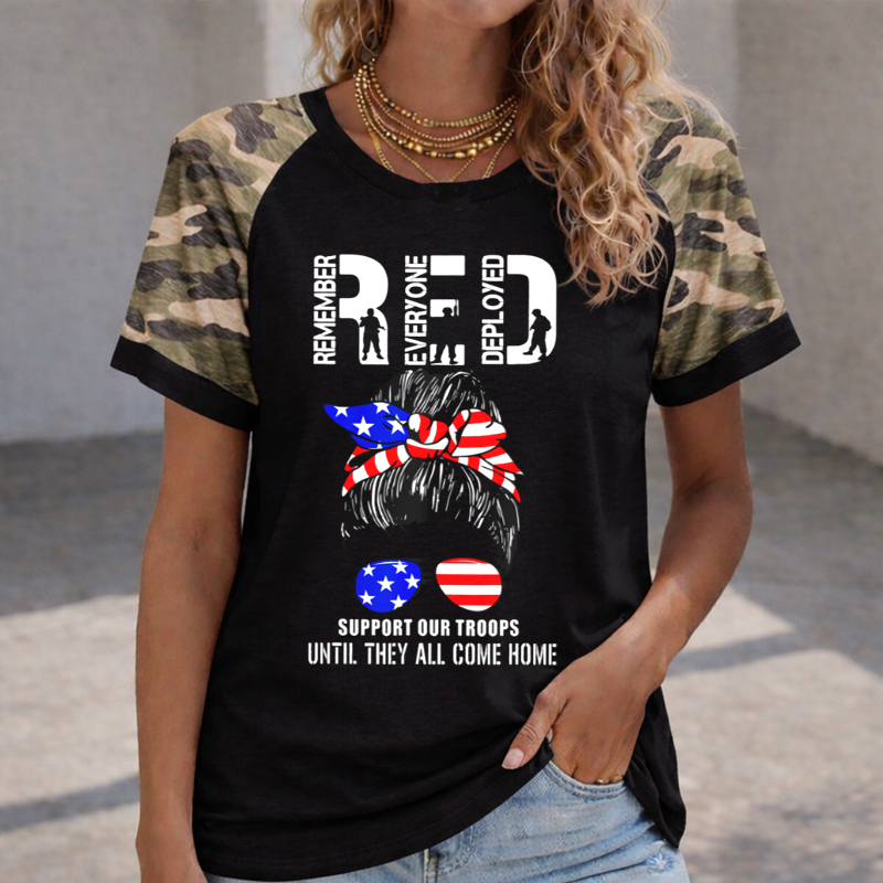 Women's Red Friday Printed Casual T-Shirt