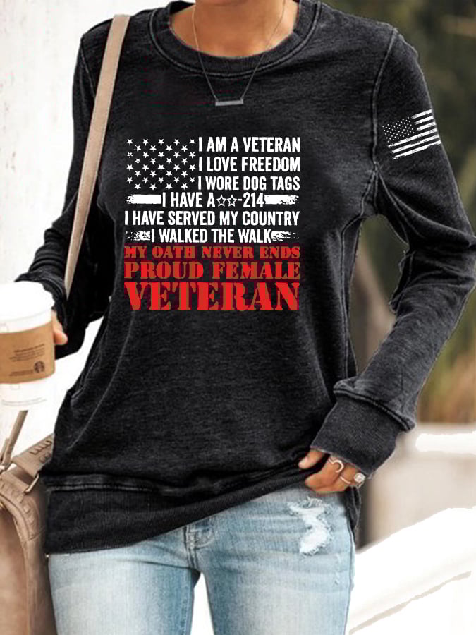 Women's Proud Female Veteran Print Sweatshirt
