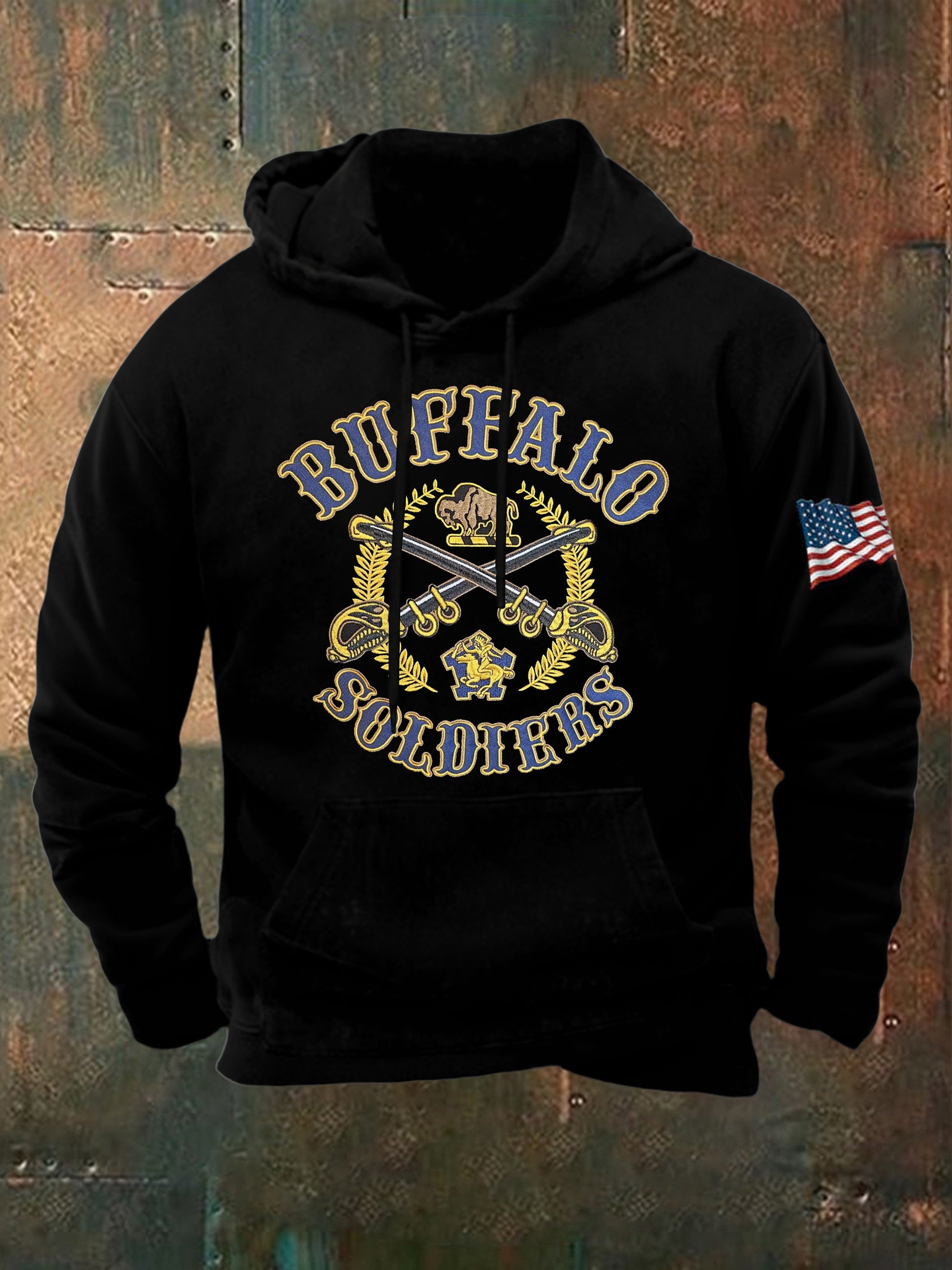 Men's Buffalo Soldier Embroidered Print Hoodie
