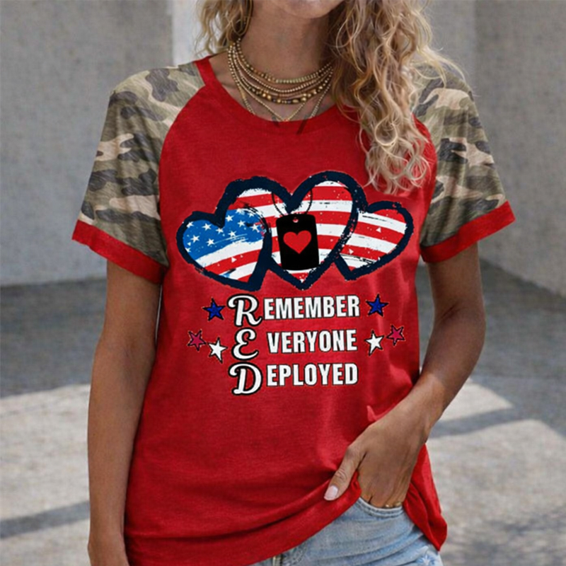 Women's Red Friday Printed Casual T-Shirt