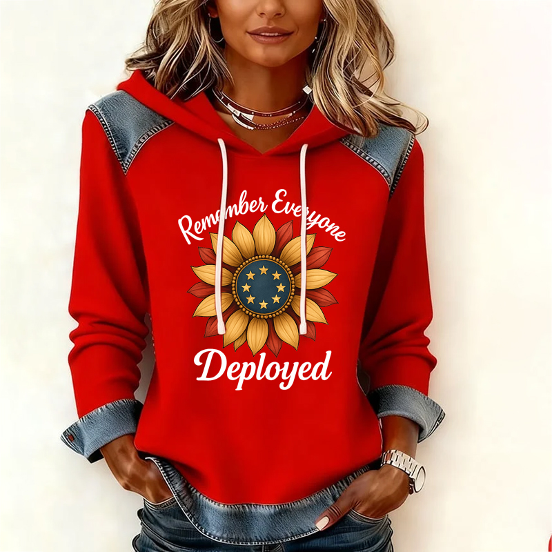 Women's Red Friday Printed Casual Hoodie