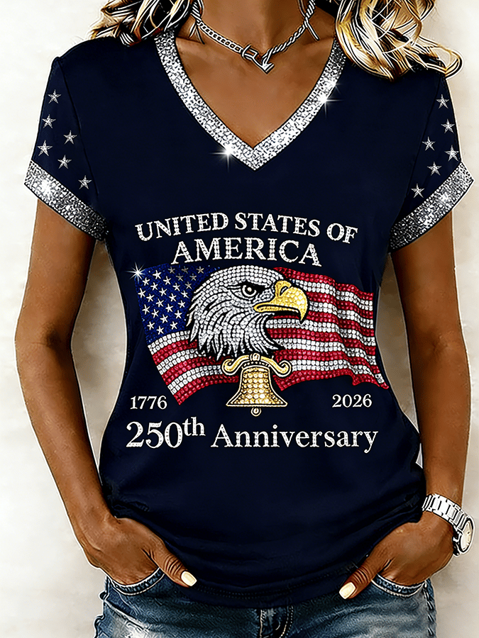 Women's America 250 – Red, White & Blue Sky Tribute Print T-Shirt