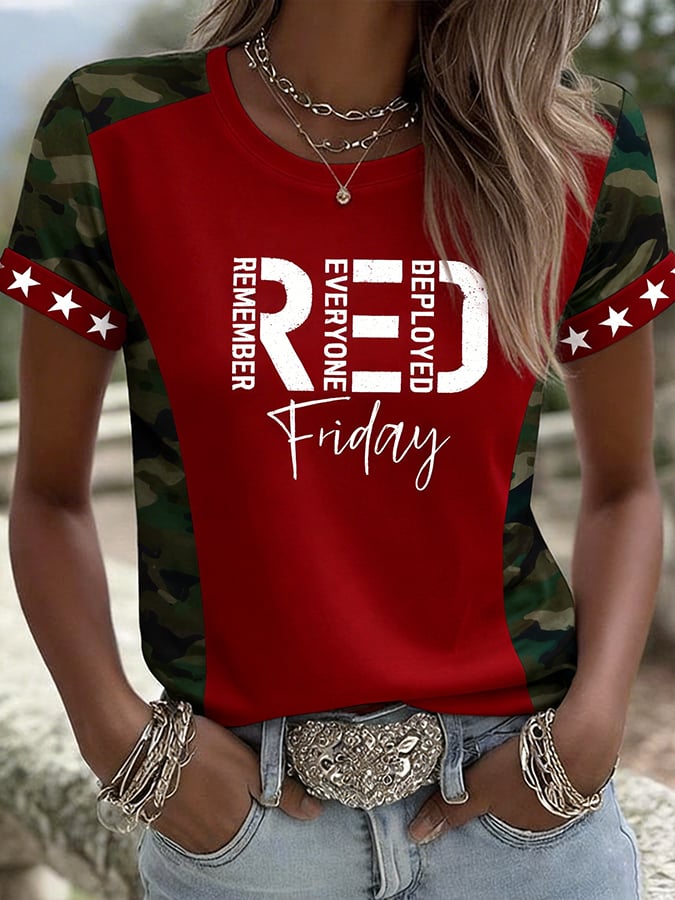 Women's  Red Friday Veteran Print T-Shirt