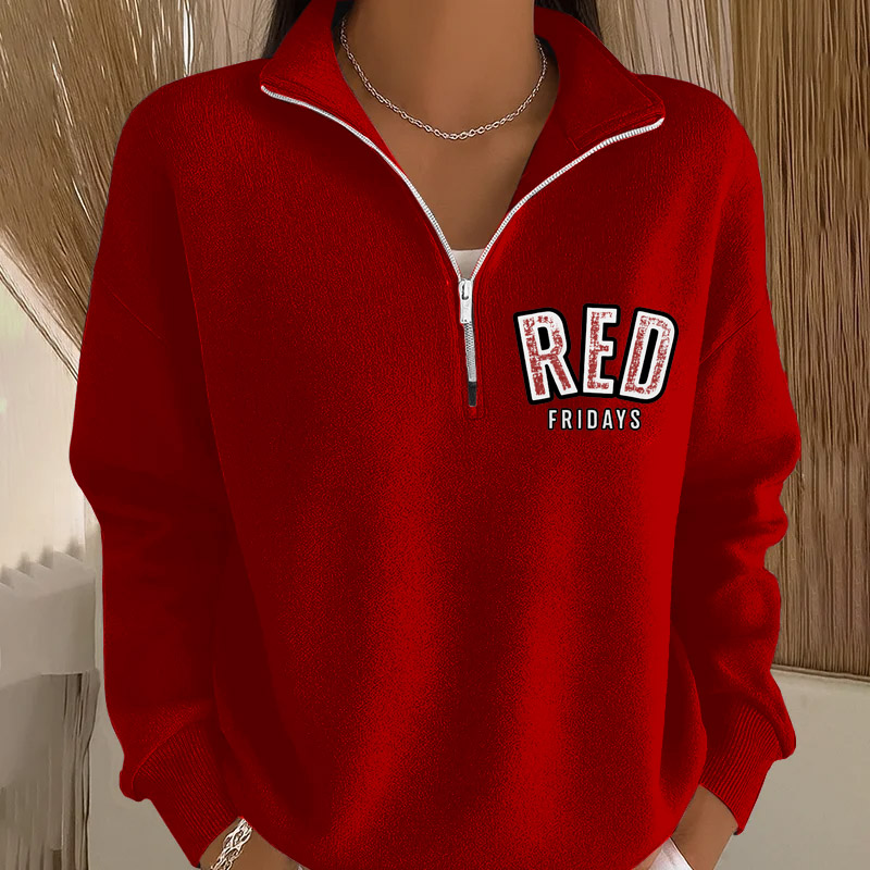Women's Red Friday Printed Casual Sweatshirt