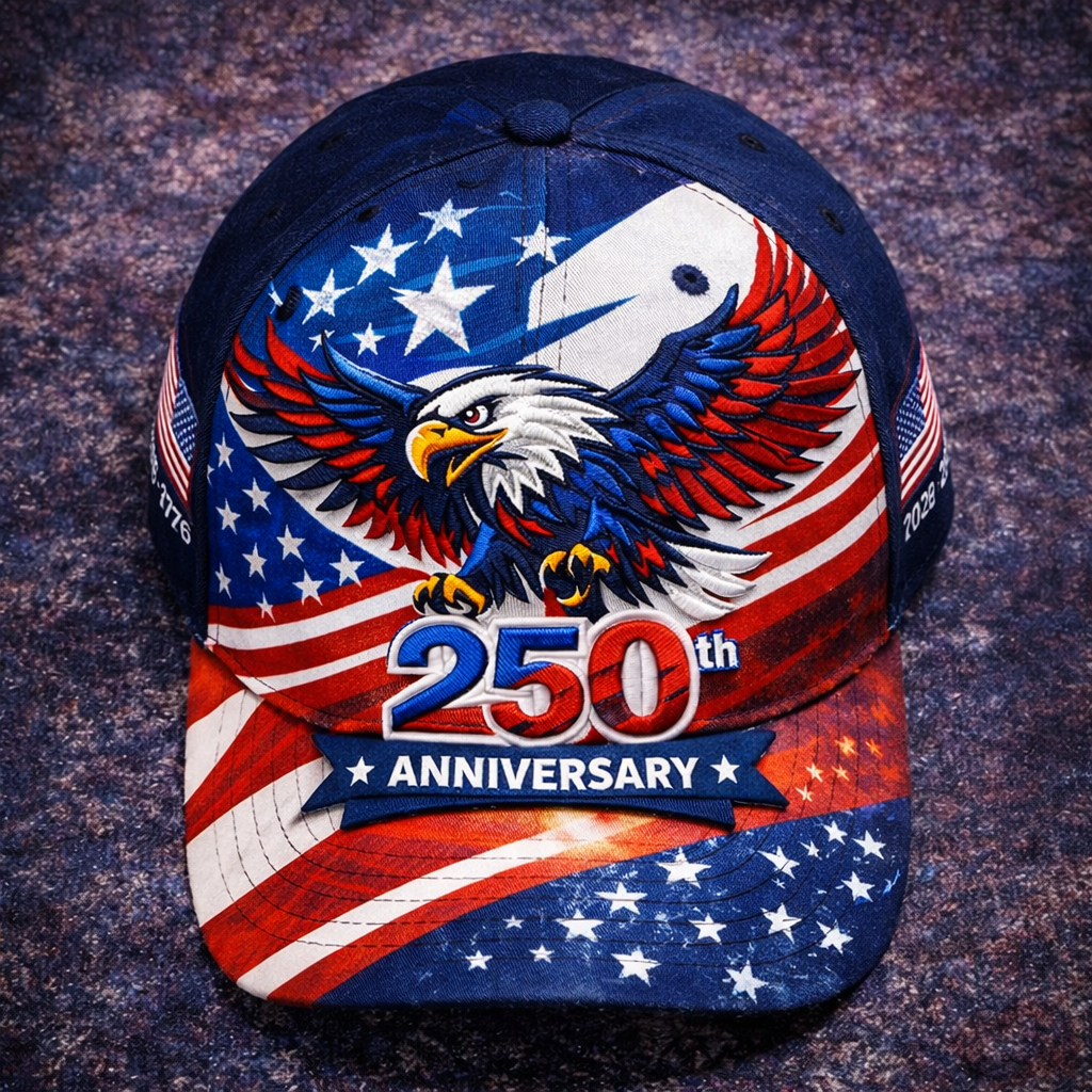 USA 250th Anniversary Embroidered Eagle Patriotic Baseball Cap (1776–2026)