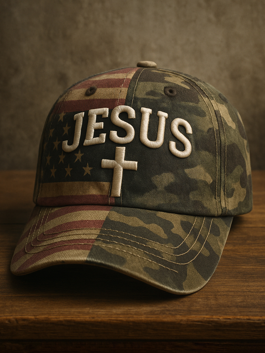 Faith Vintage American Flag Print Casual Hat