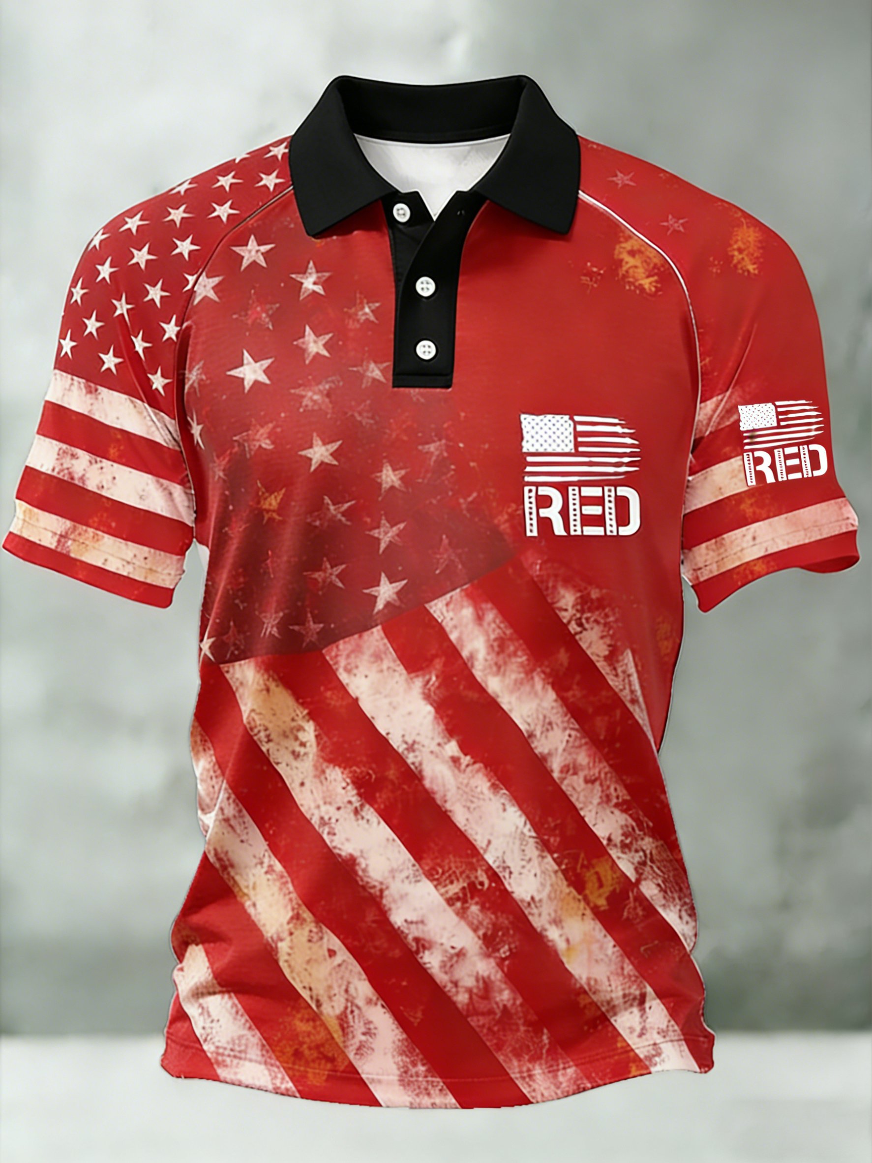 Men's Casual Red Friday Print Polo Shirt