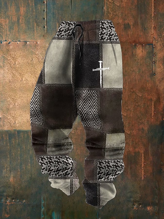 Men's  Print Textured Casual Loose Sweatpants
