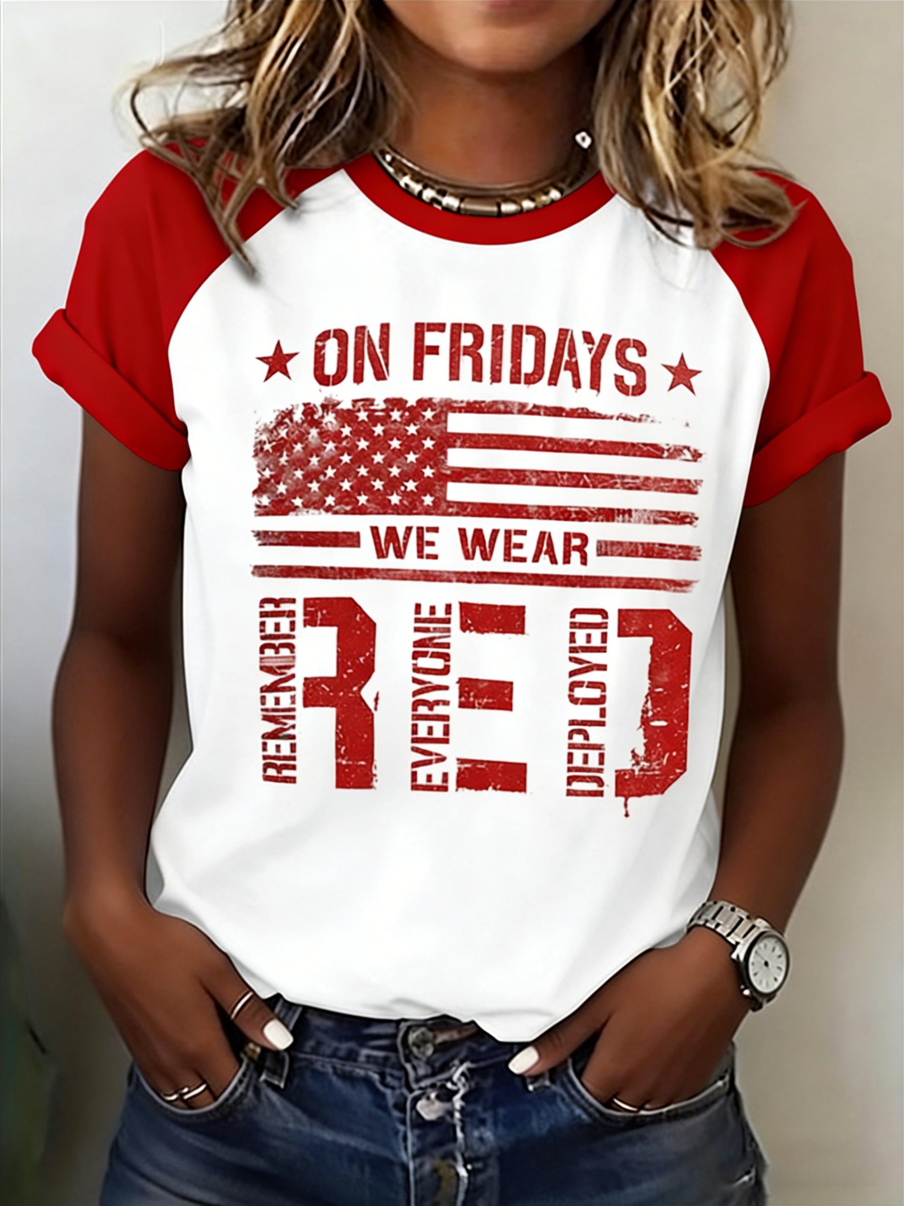 Women's Red Friday Print T-Shirt