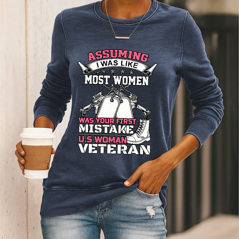 Women's Veteran Print Casual Sweatshirt