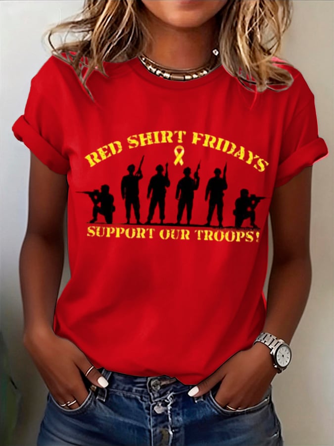 Women's Red Friday Print T-Shirt