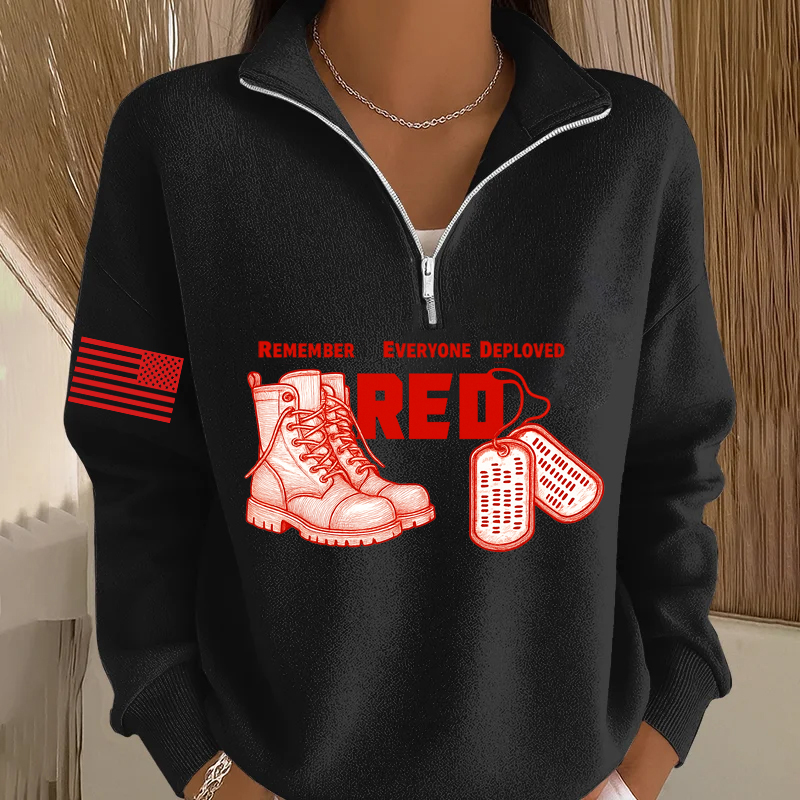 Women's Red Friday Printed Casual Sweatshirt