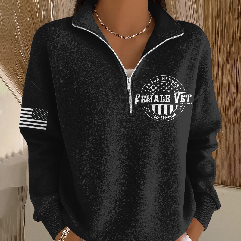 Women's Proud Veteran Casual Zip-Up Sweatshirt