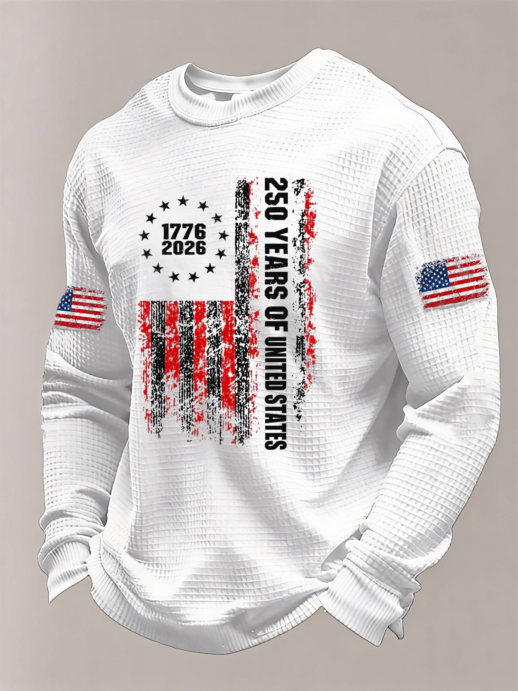 Men’s USA 250th Anniversary Embroidered Print Short Sleeve Waffle T-Shirt