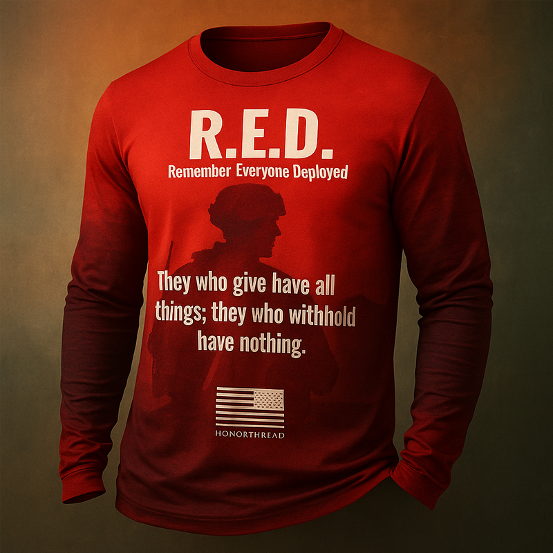 Veteran Red Friday Print Long Sleeve T-Shirt