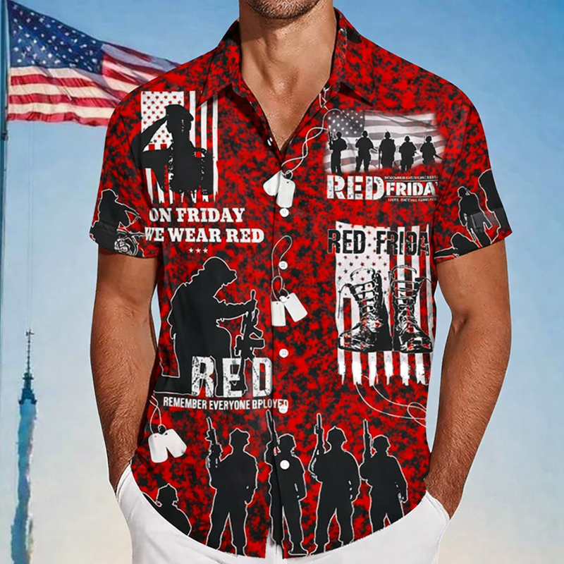 Men's Red Firday Art Printed Casual Shirt