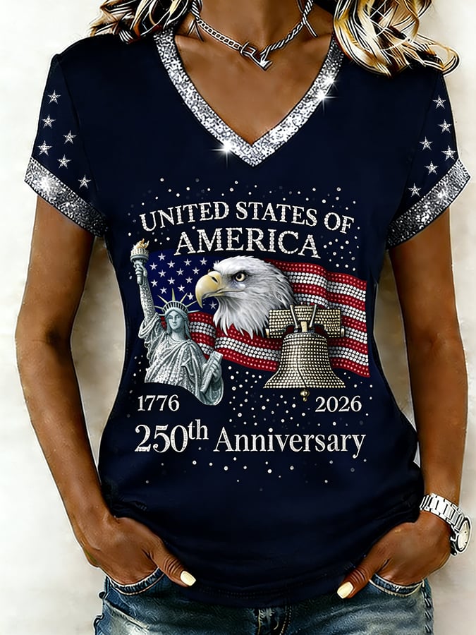 Women's America 250 – Red, White & Blue Sky Tribute Print T-Shirt