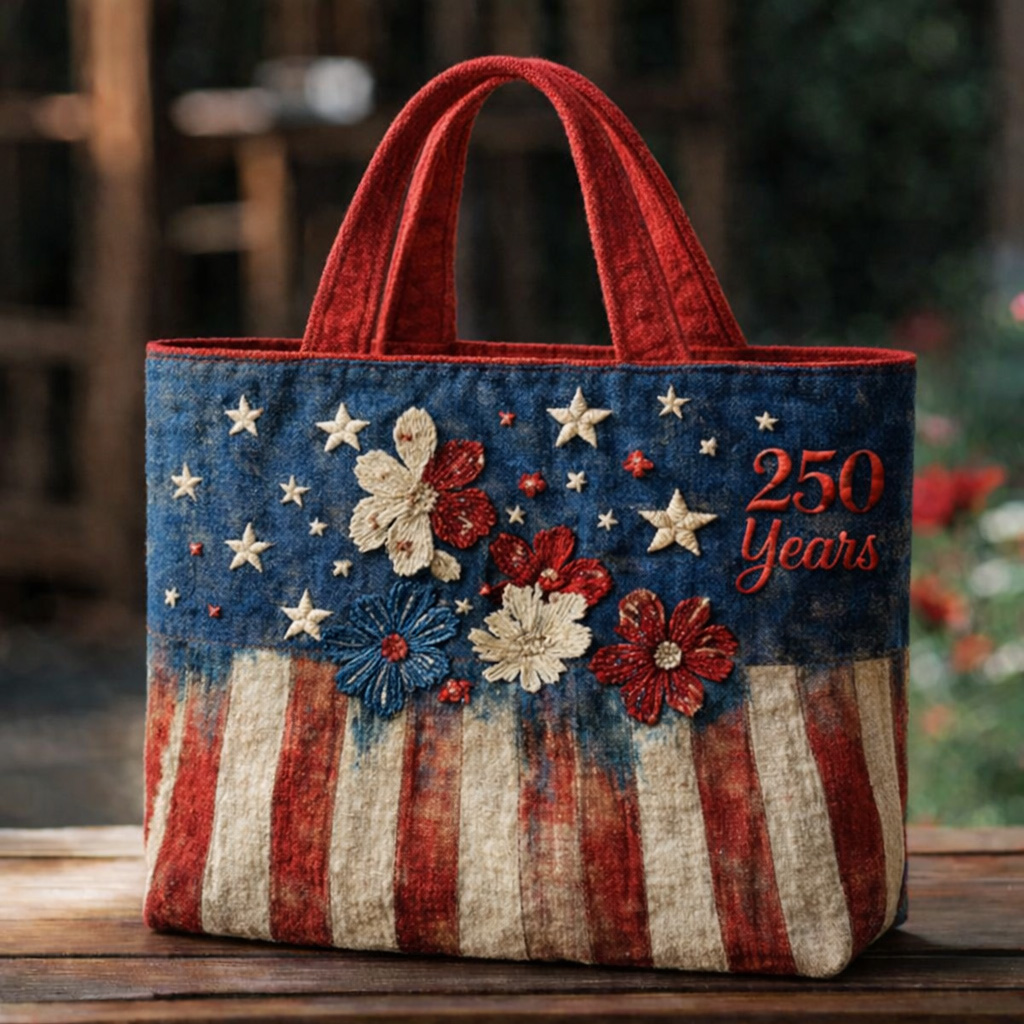 US 250th Anniversary Floral Art Casual Tote Bag