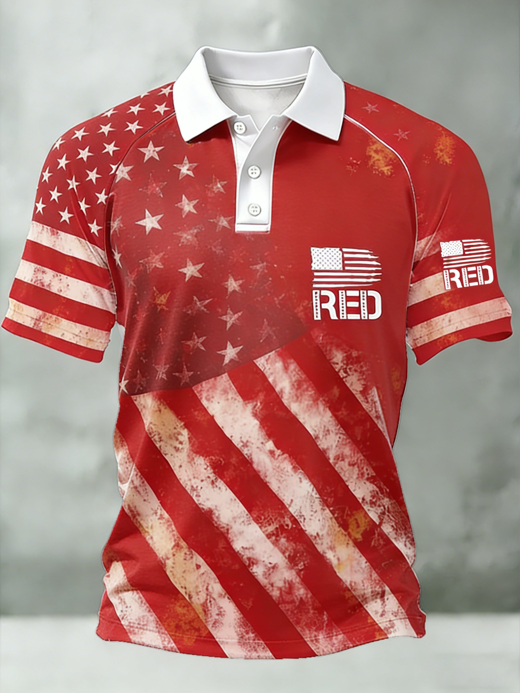 Men's Casual Red Friday Print Polo Shirt