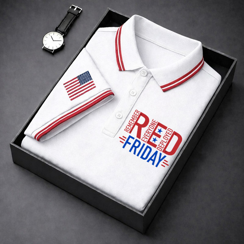 Men's Red Friday Printed Casual Polo Shirt