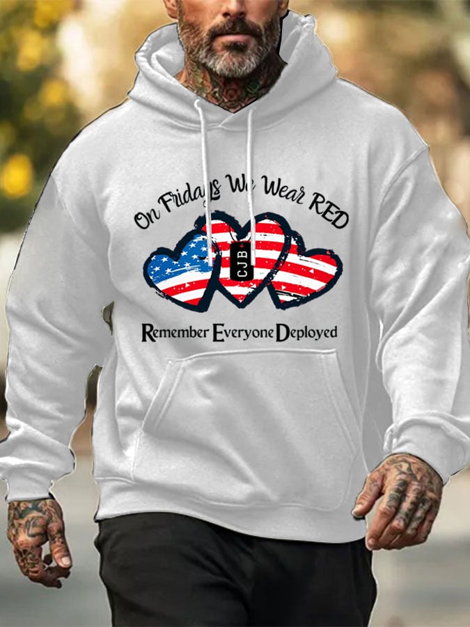 Men's On Fridays We Wear Red Print Hoodie