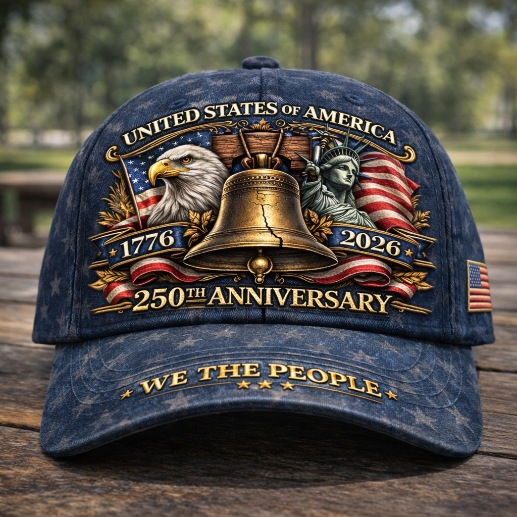 USA 250th Anniversary 1776–2026 We The People Patriotic Embroidered Cap