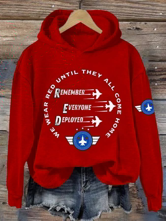 Women's On Fridays We Wear RED Print Hoodie