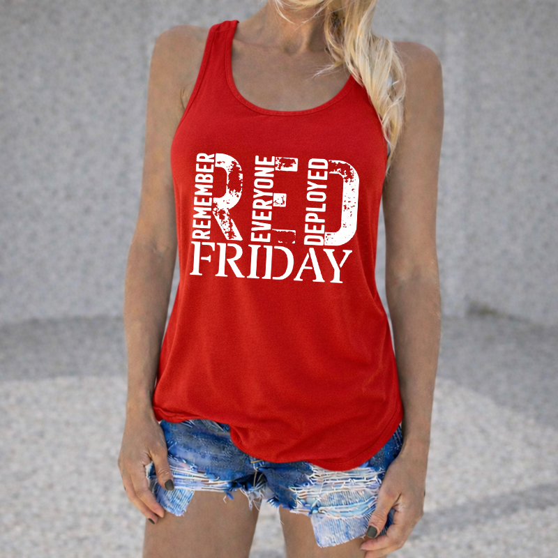 Women's Red Friday Print Casual Vest