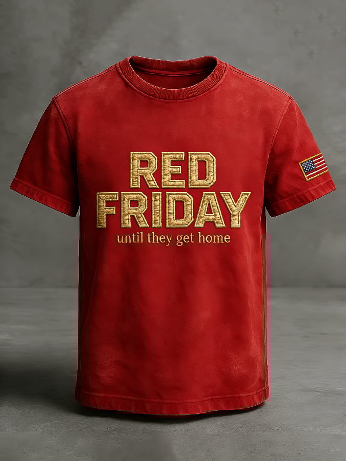 Men's Casual Red Friday Print T-shirt